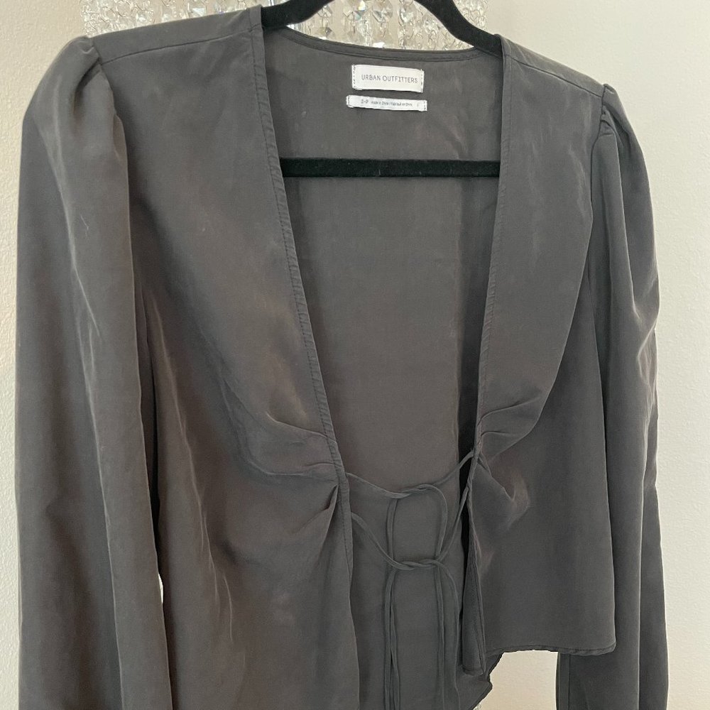 Tie Front Modal Ruched Long Sleeve Top